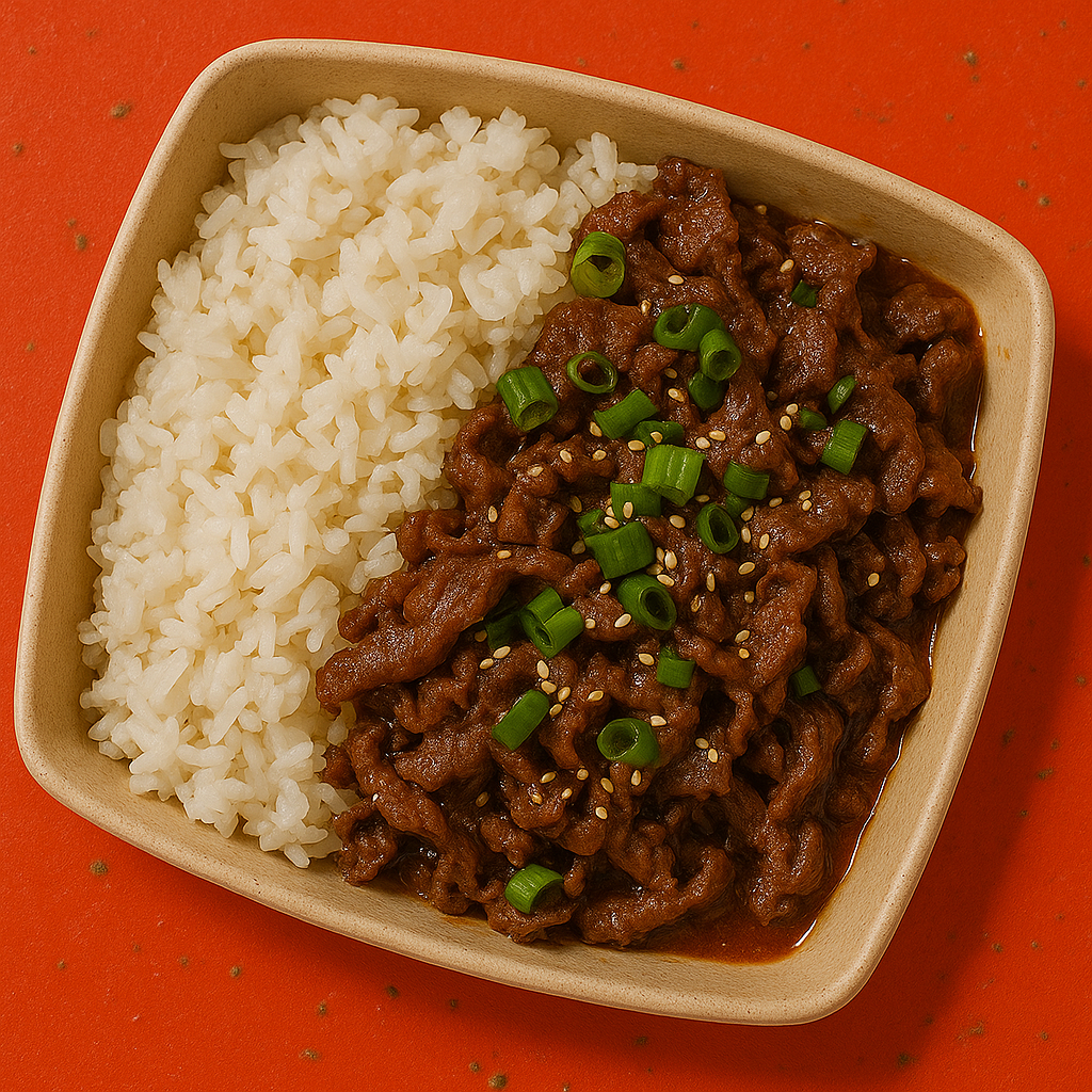 korean bulgogi with steamed rice