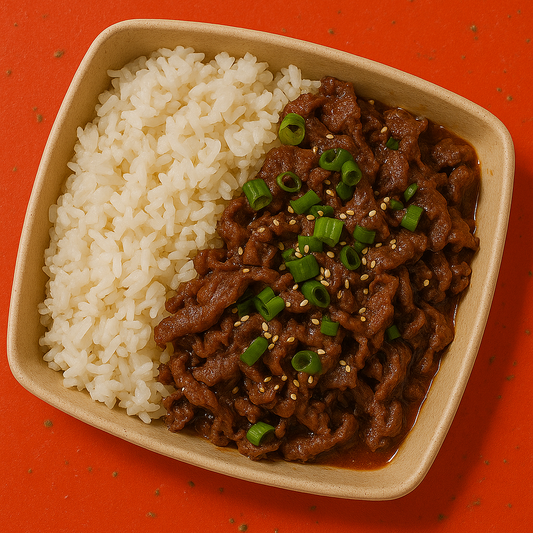 korean bulgogi with steamed rice